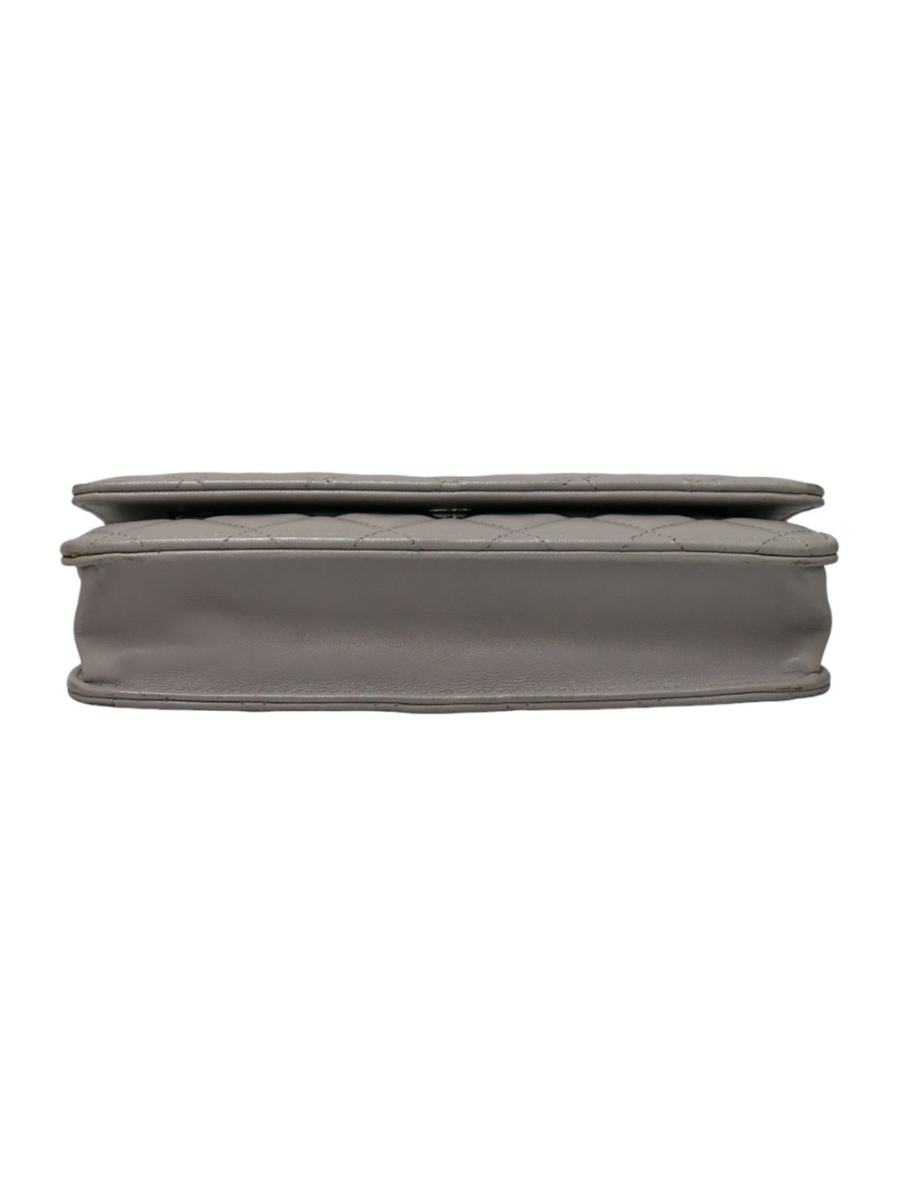 Wallet on chain gris Chanel cuir d'agneau