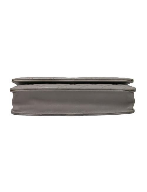 Wallet on chain gris Chanel cuir d'agneau