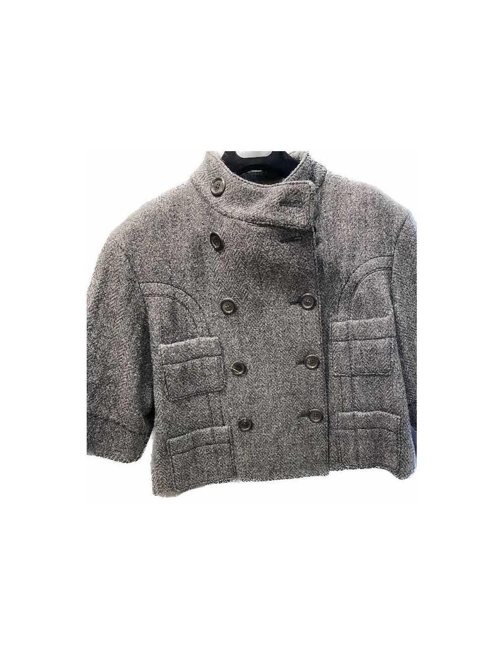 Veste Courte Louis Vuitton Vintage  Laine Grise Chevrons, Manches 3/4