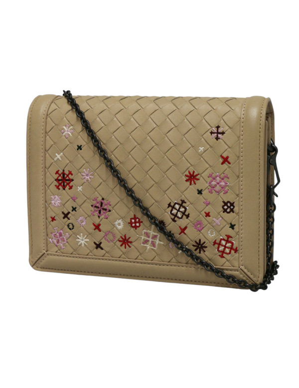 Mini sac Bottega Veneta tressé beige