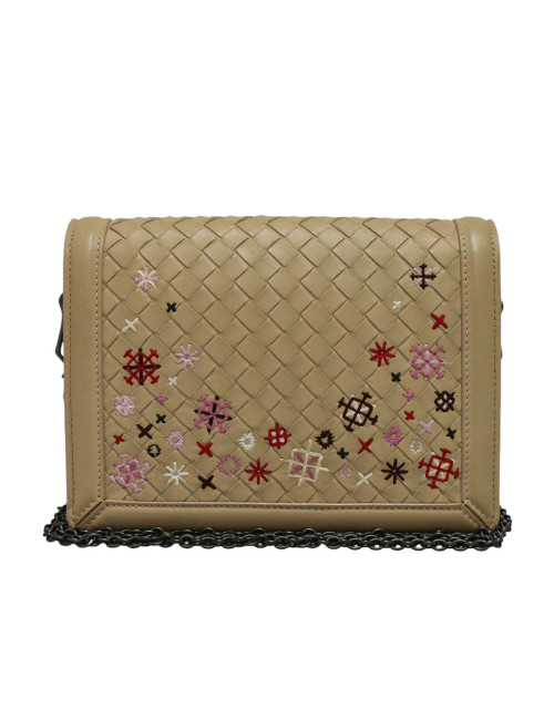 Mini sac Bottega Veneta tressé beige