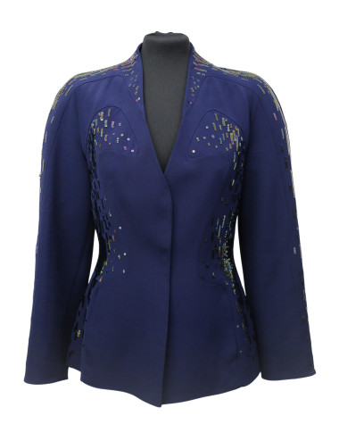 Veste THIERRY MUGLER T 42 bleu à sequins