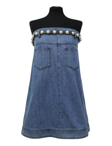 Robe bustier CHANEL T 38 denim bleu