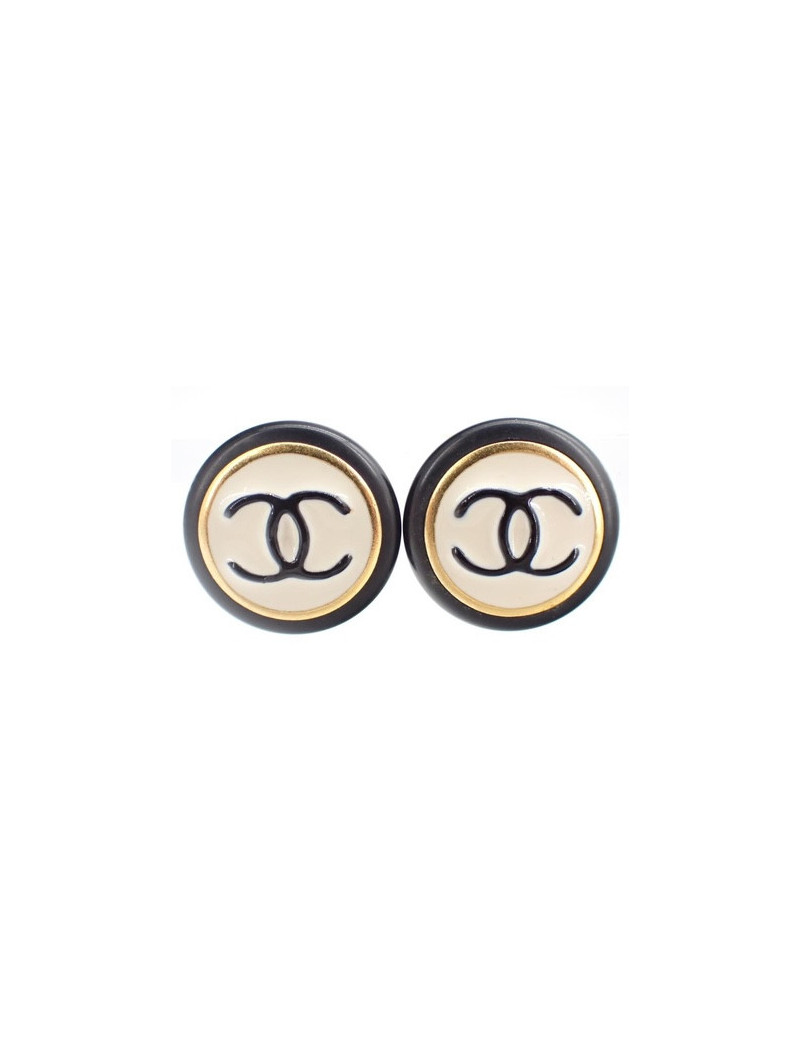 Petis clips CC Chanel noir et blanc