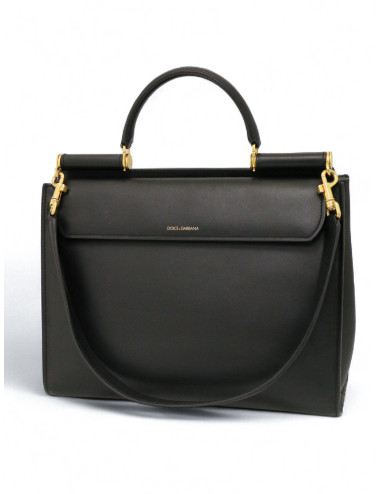 Sac Sicily DOLCE & GABBANA GM cuir box noir bandoulière