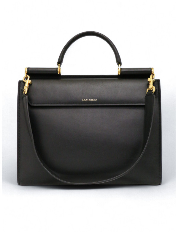 Sac Sicily DOLCE & GABBANA GM cuir box noir bandoulière 2