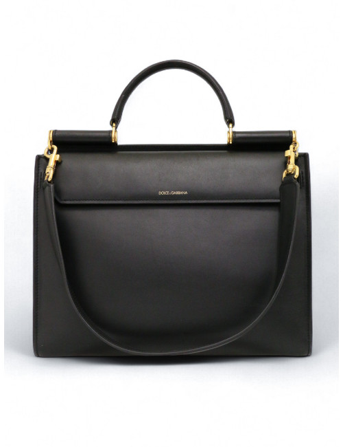 Sac Sicily DOLCE & GABBANA GM cuir box noir bandoulière