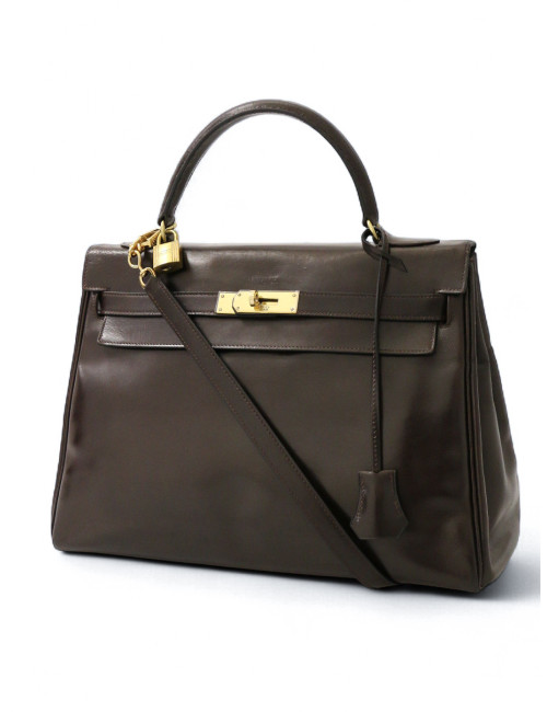 Kelly 32 HERMES cuir box marron