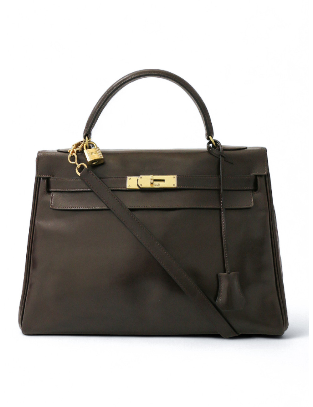 Kelly 32 HERMES cuir box marron