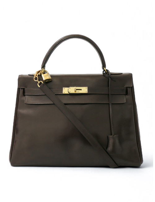 Kelly 32 HERMES cuir box marron