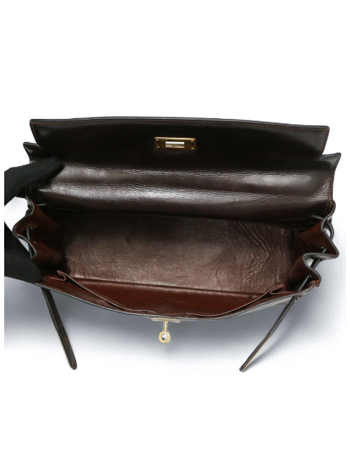 Kelly 32 HERMES cuir box marron
