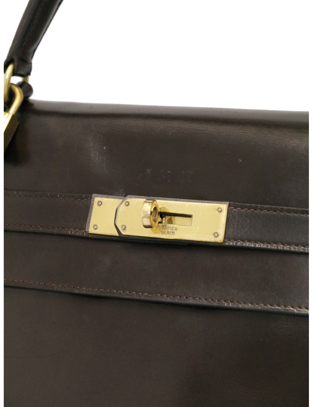 Kelly 32 HERMES cuir box marron