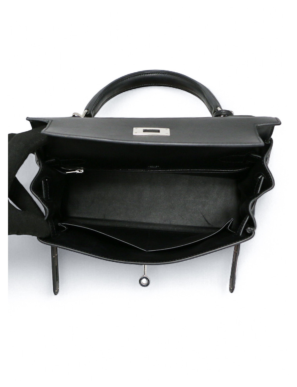 Kelly 28 toile de camp Hermès lettres au carré noir