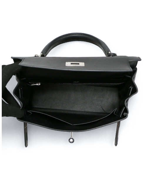 Kelly 28 toile de camp Hermès lettres au carré noir