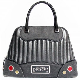CHRISTIAN DIOR collector bag 'Chris 1947' in black leather and canvas