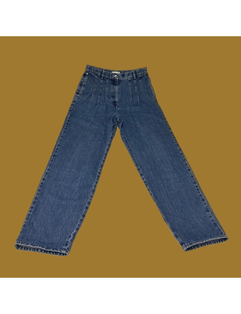 Pantalon à pinces CHANEL T 42 denim bleu