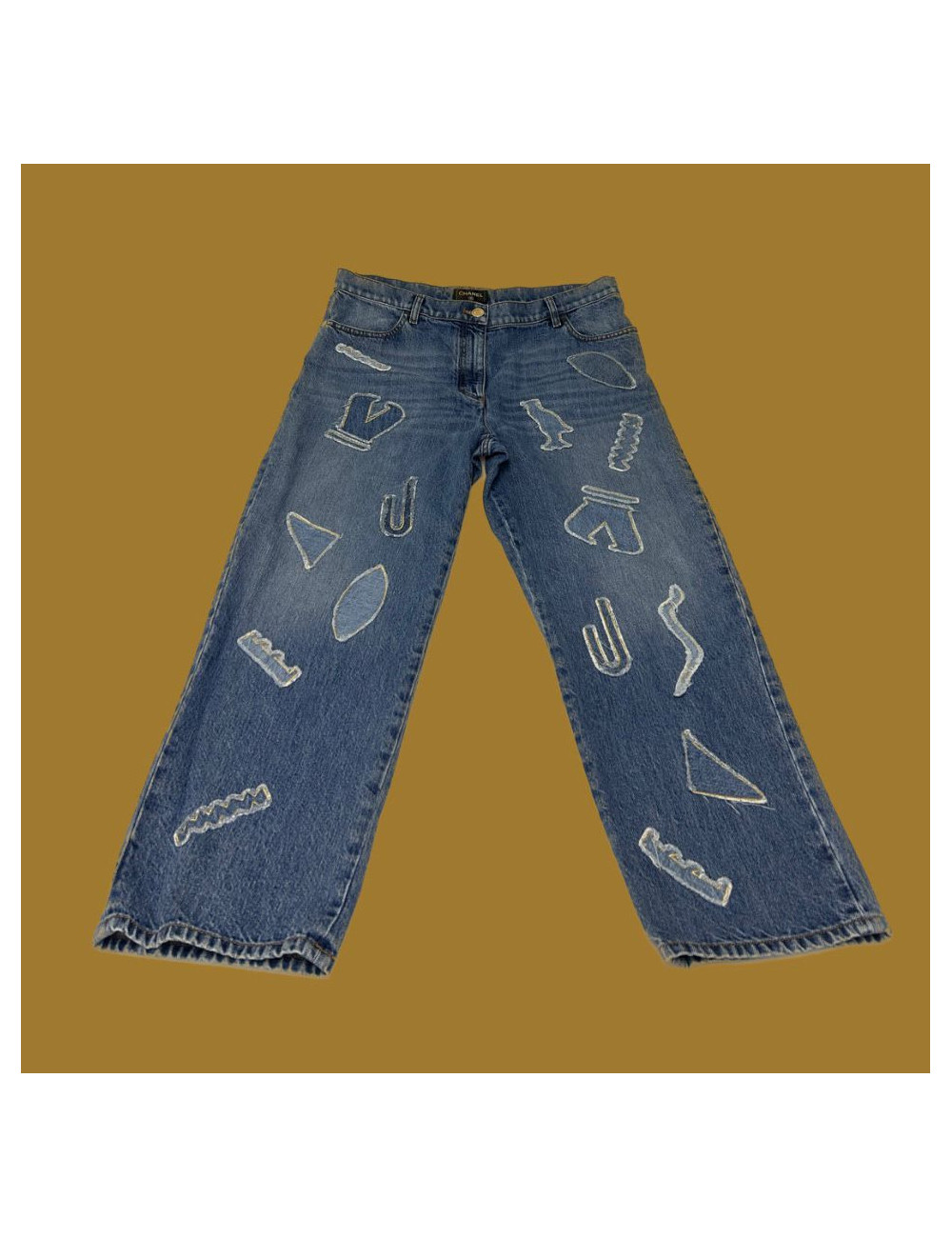 Pantalon CHANEL T 48 denim bleu