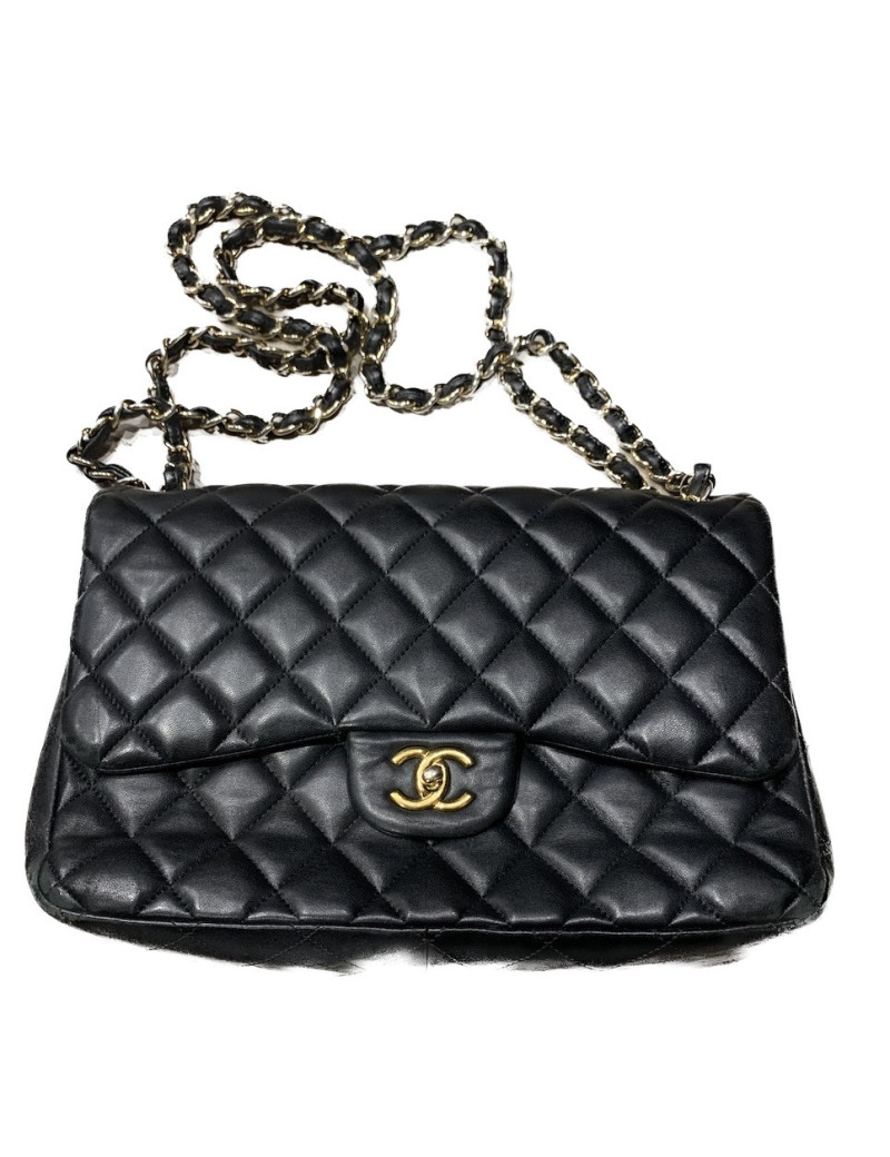 Jumbo CHANEL cuir d'agneau noir