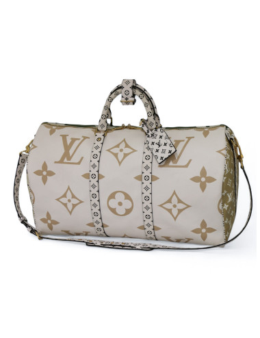 Keepall 50 Giant Monogram Louis Vuitton kaki et blanc