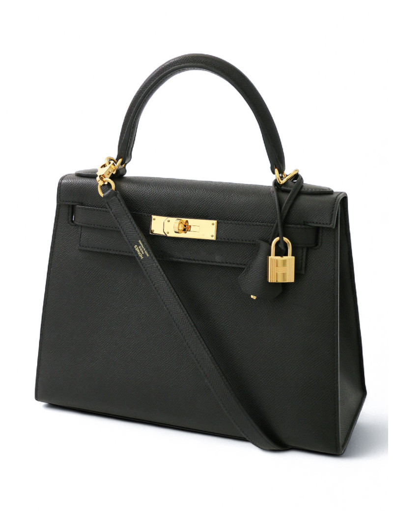 Kelly 28 noir Hermès epsom