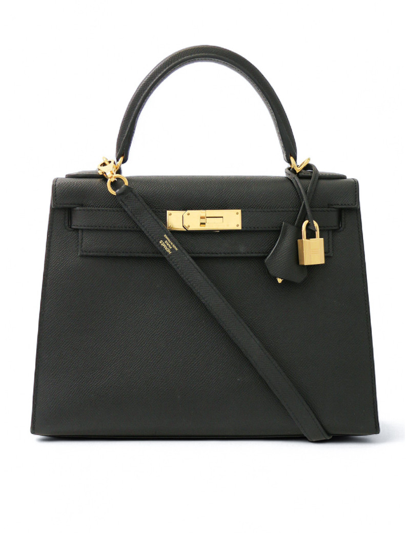Kelly 28 noir Hermès epsom