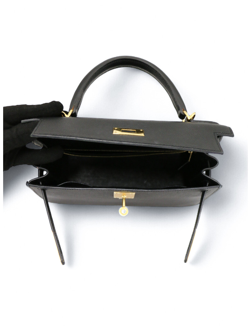 Kelly 28 noir Hermès epsom
