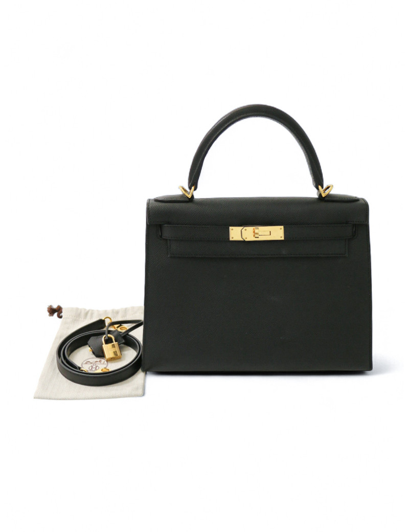 Kelly 28 noir Hermès epsom