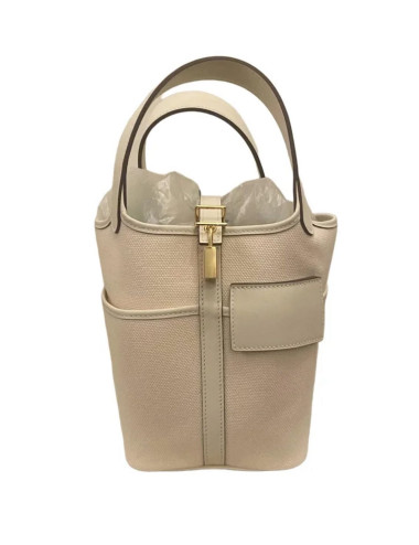 Sac Picotin Lock18 Hermès toile et cuir beige