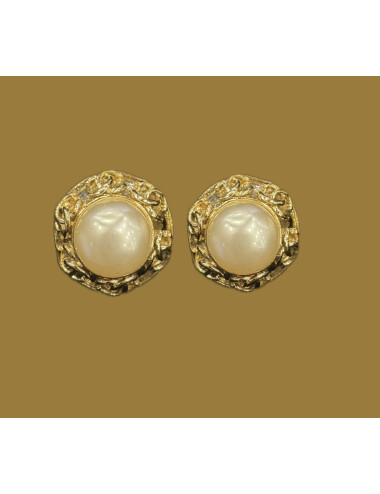 Boucles d'oreille Chanel vintage clips perles