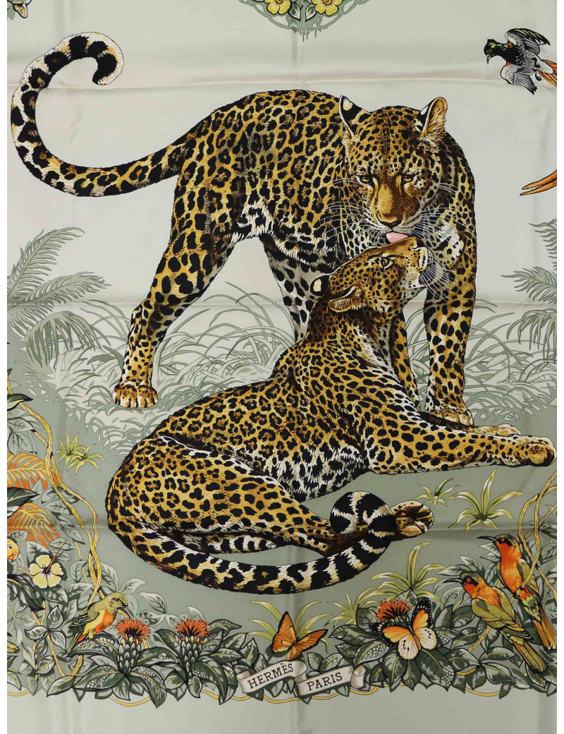 carré HERMES Jungle Love vert clair