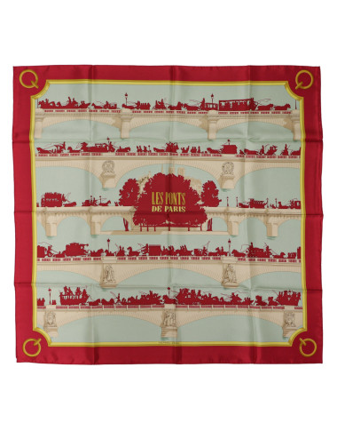 Carré HERMES "Les Ponts de Paris" soie )