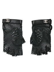 Mitaines Chanel cuir noir