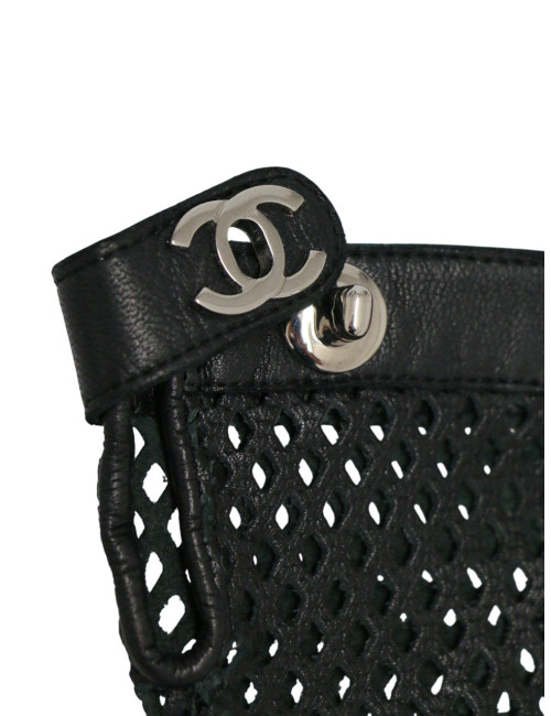 Mitaines Chanel cuir noir