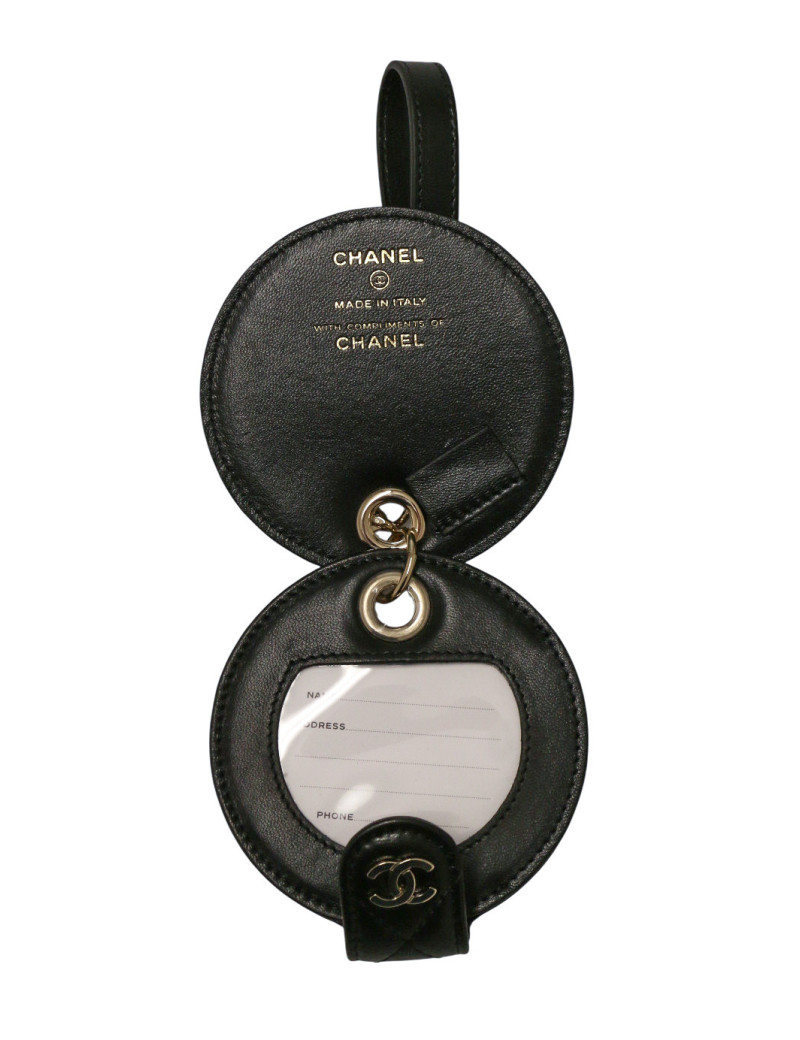 Porte adresse Chanel cuir matelassé noir