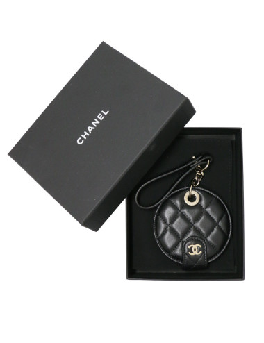 Porte adresse CHANEL cuir matelassé noir 2