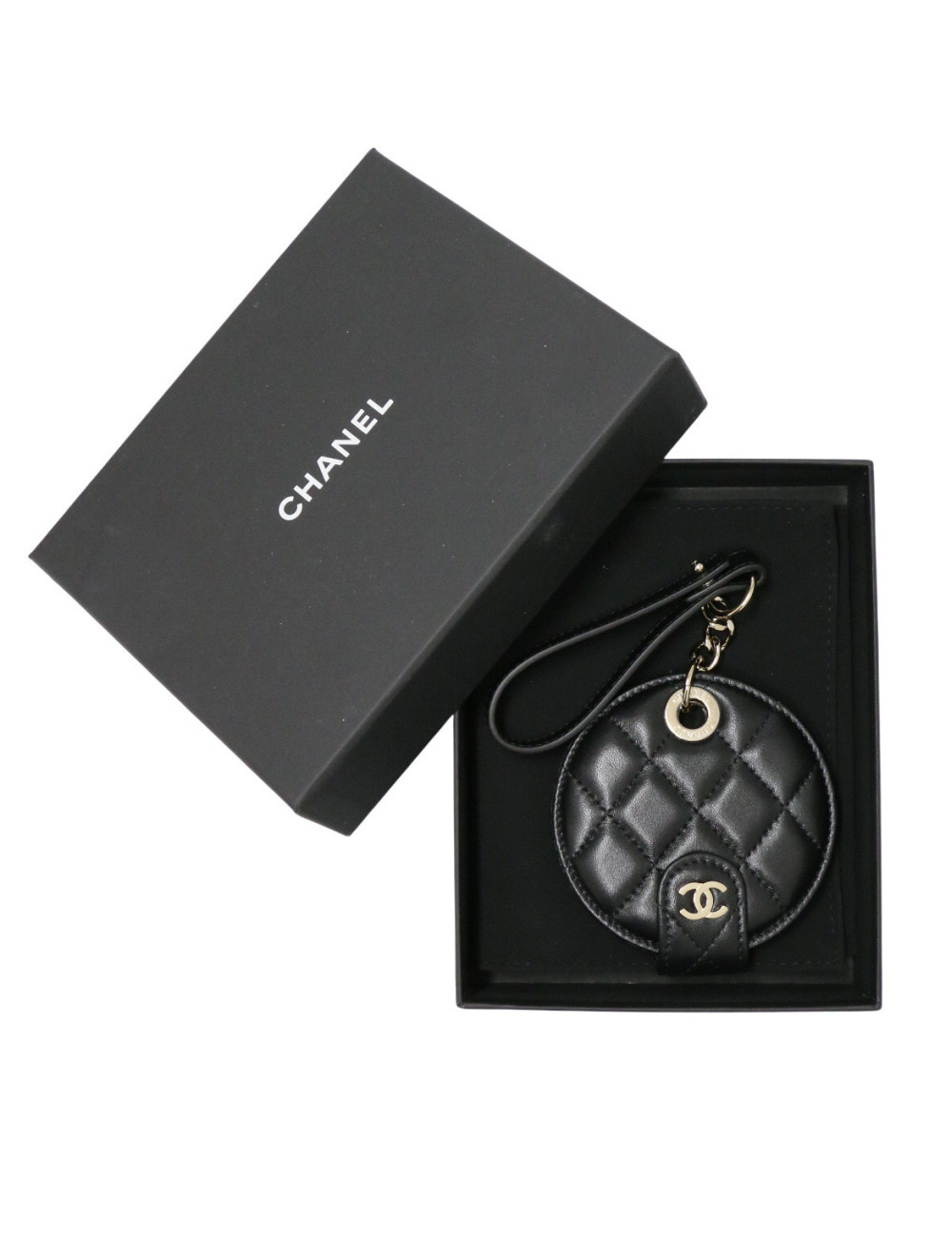 Porte adresse Chanel cuir matelassé noir
