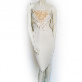 Strapless GIAMBATTISTA VALLI white broken silk dress