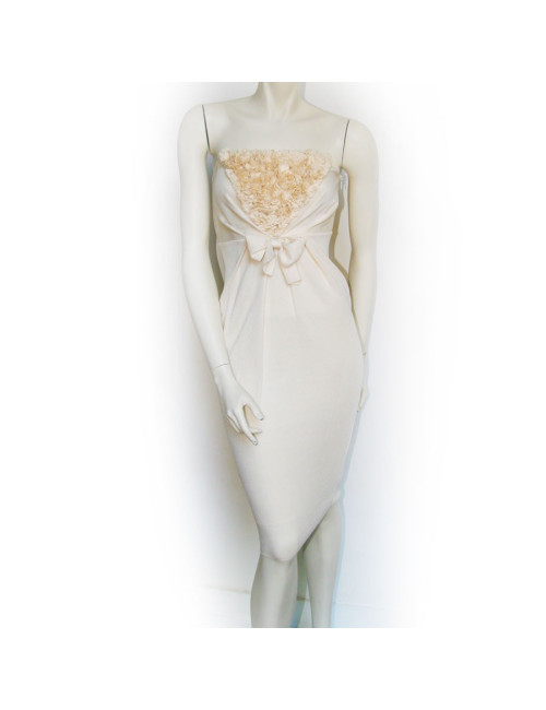 Robe bustier GIAMBATTISTA VALLI blanc cassé en soie