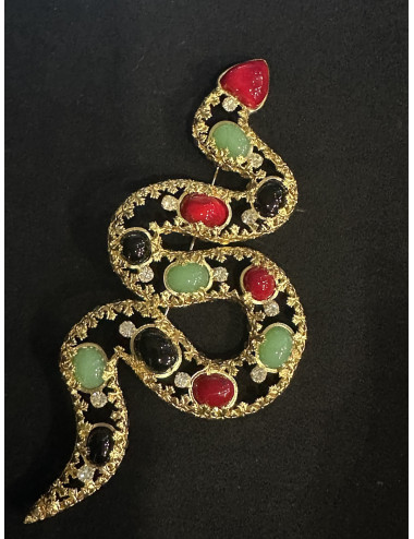 Broche serpent Marguerite de Valois pâte de verre 2