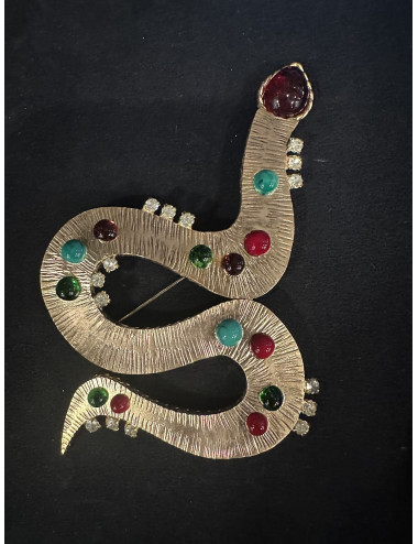 Broche serpent Marguerite de Valois pâte de verre 2