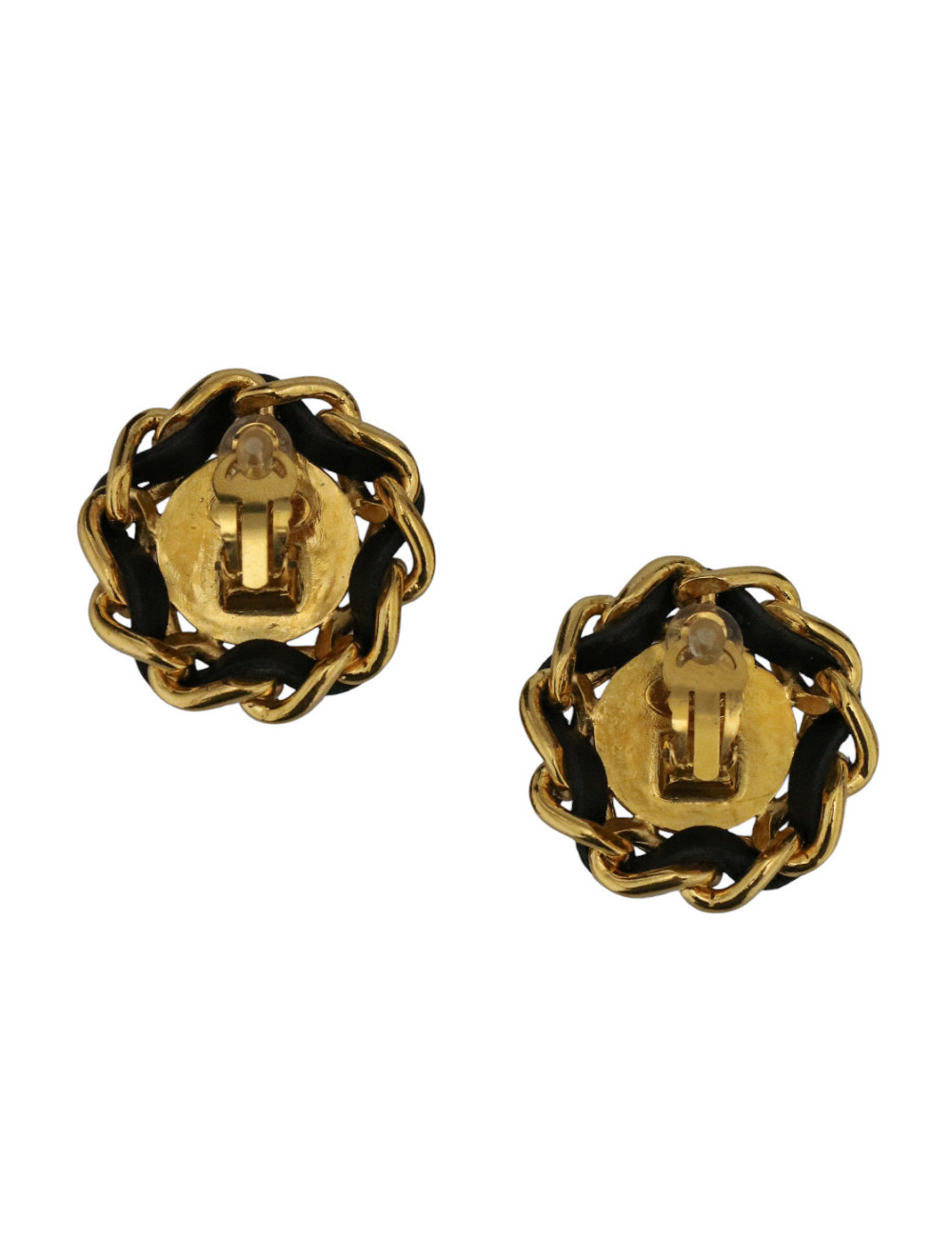 Boucles d'oreille Chanel tressées et dorées