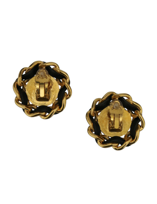 Boucles d'oreille Chanel tressées et dorées