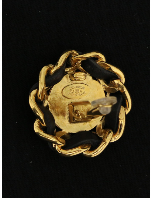 Boucles d'oreille Chanel tressées et dorées