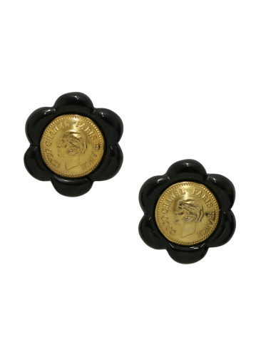 Clips Chanel fleurs noir et dorés