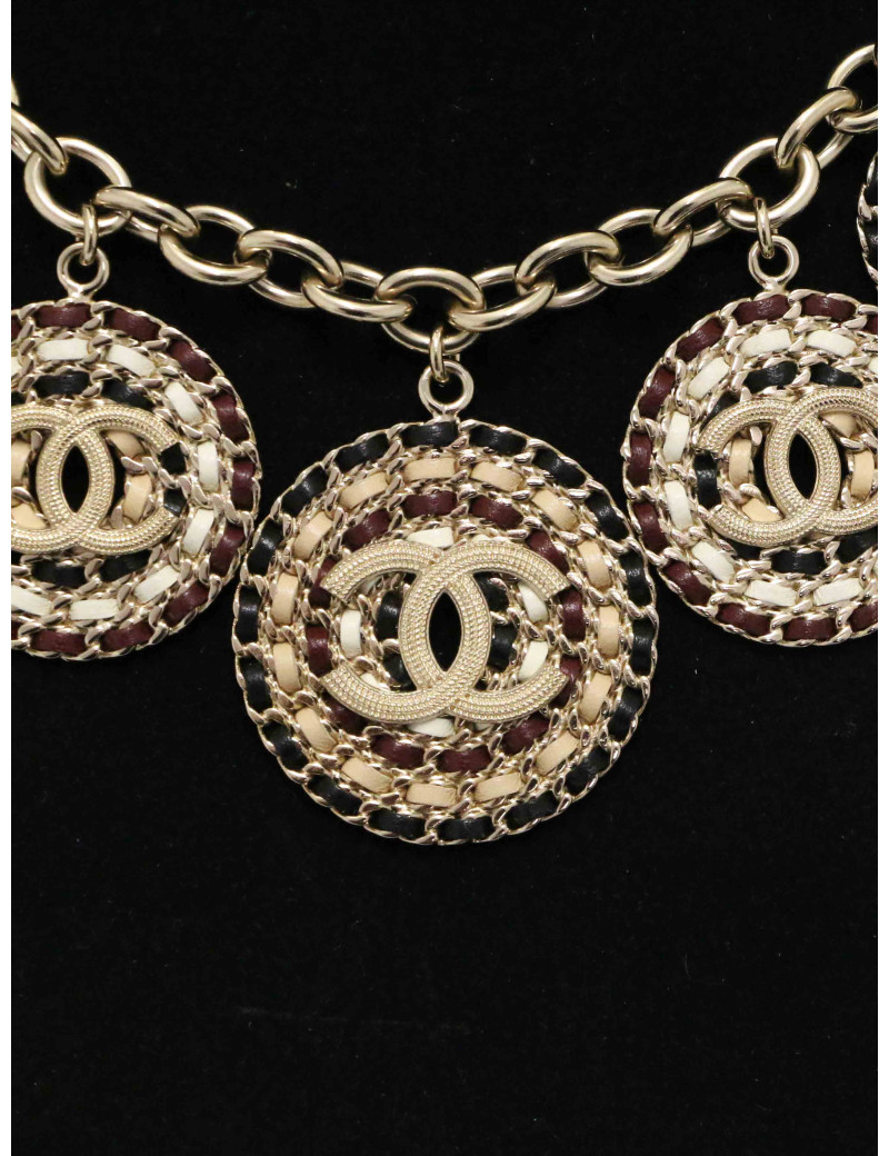 Collier Chanel champagne pendentifs ronds