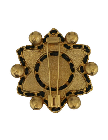 Broche étoile Chanel Gripoix pâte de verre et cuir 2