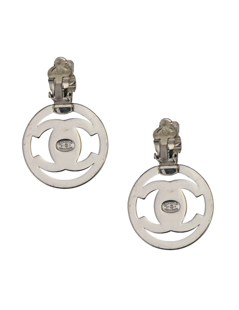 Boucles d'oreille CHANEL argentée 1997