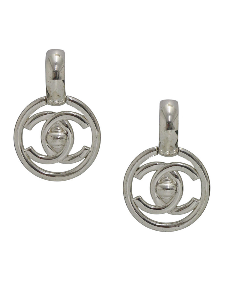 Boucles d'oreille CHANEL argentée 1997
