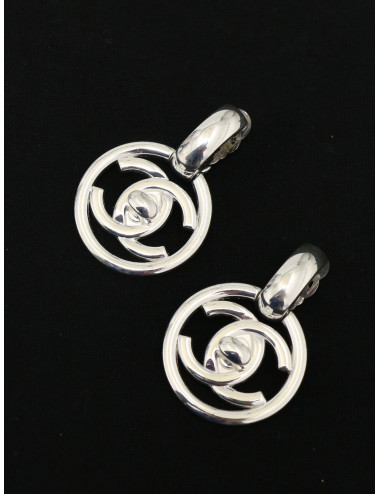 Boucles d'oreille CHANEL argentée 1997 2