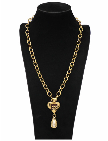 Collier Chanel pâte de verre et perles 1995